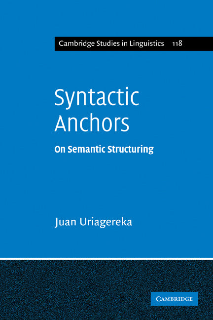 Syntactic Anchors; On Semantic Structuring (Paperback) 9780521182362