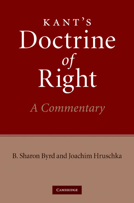 Kant's Doctrine of Right; A Commentary (Hardback) 9780521196642