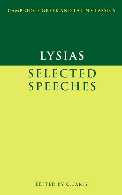 Lysias: Selected Speeches (Paperback) 9780521269889