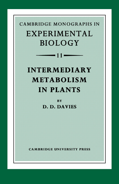 Intermediary Metabolism in Plants (Paperback) 9780521279291