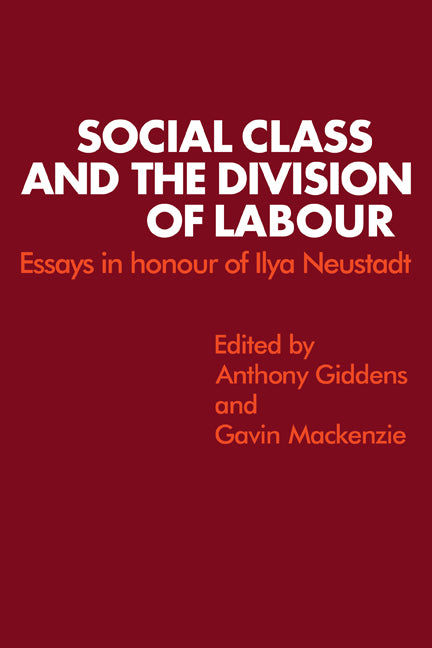 Social Class and the Division of Labour; Essays in Honour of Ilya Neustadt (Paperback) 9780521288095
