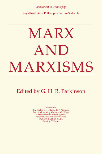 Marx and Marxisms (Paperback) 9780521289047