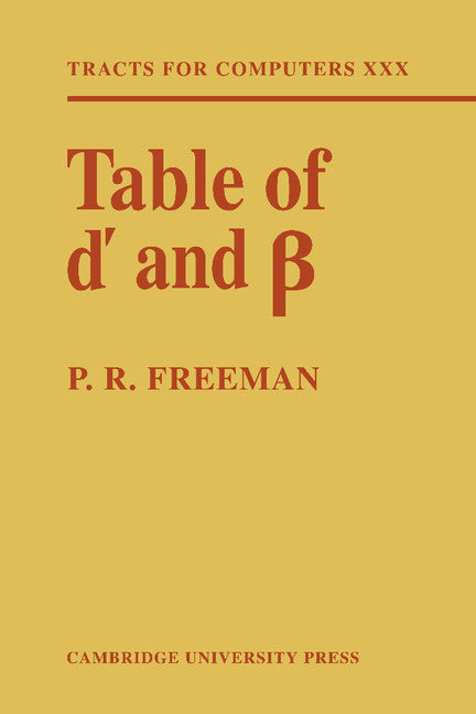 Table of d' and ? (Paperback) 9780521294638