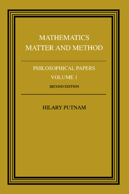 Philosophical Papers: Volume 1, Mathematics, Matter and Method (Paperback) 9780521295505
