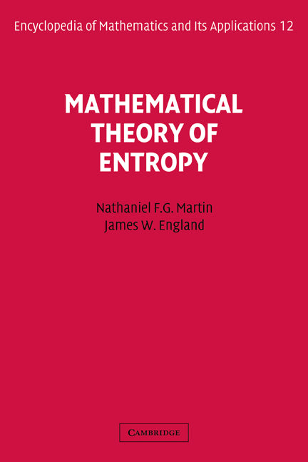 Mathematical Theory of Entropy (Hardback) 9780521302326