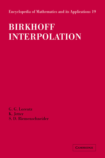 Birkhoff Interpolation (Hardback) 9780521302395