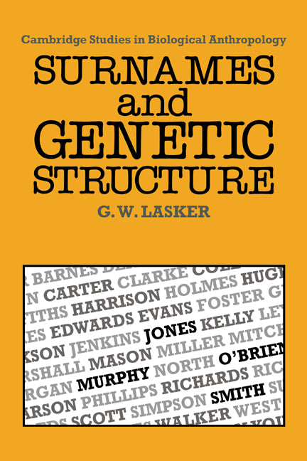 Surnames and Genetic Structure (Hardback) 9780521302852