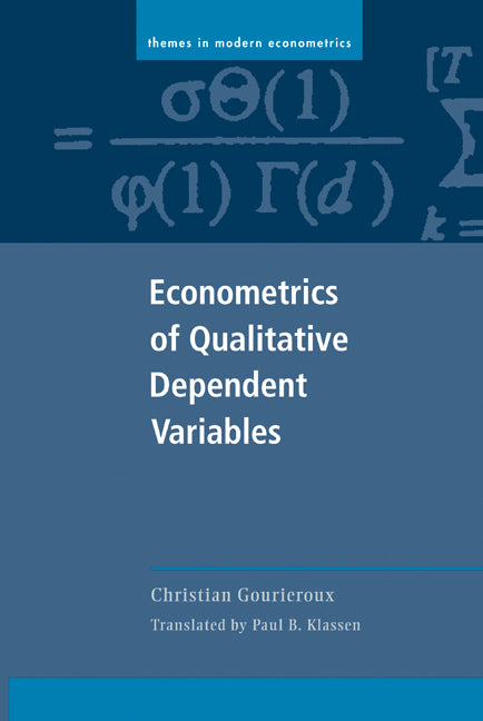 Econometrics of Qualitative Dependent Variables (Hardback) 9780521331494