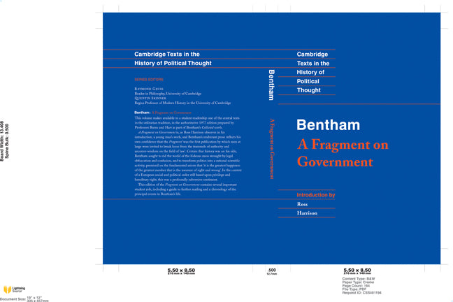 Bentham: A Fragment on Government (Hardback) 9780521350549