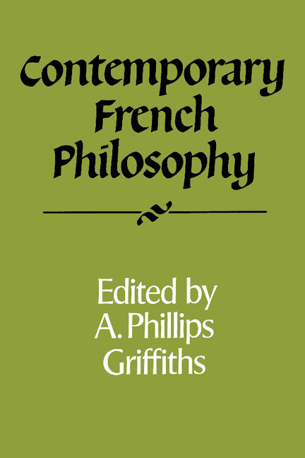 Contemporary French Philosophy (Paperback) 9780521357357