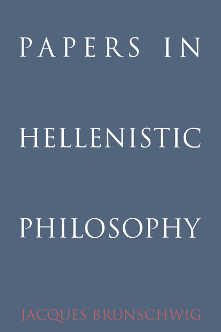 Papers in Hellenistic Philosophy (Hardback) 9780521417129