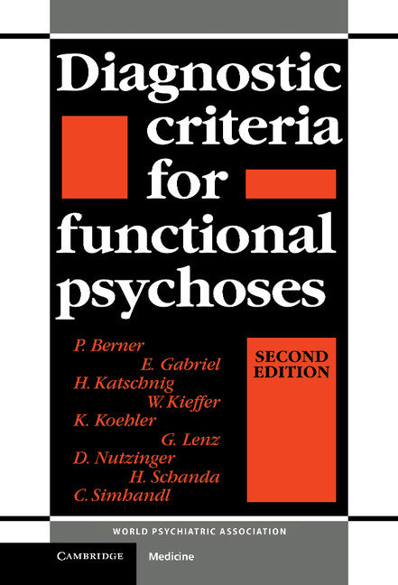 Diagnostic Criteria for Functional Psychoses (Hardback) 9780521423151