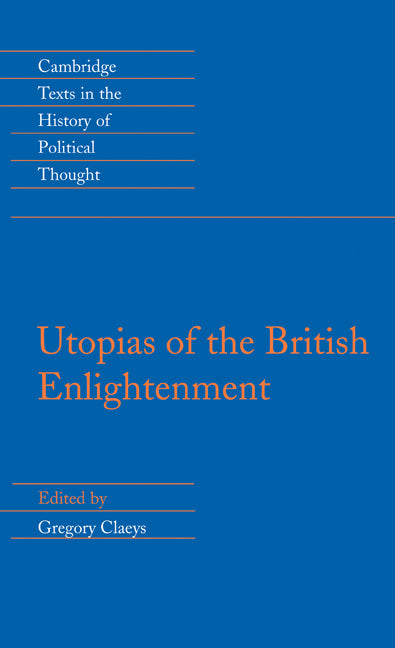 Utopias of the British Enlightenment (Hardback) 9780521430845
