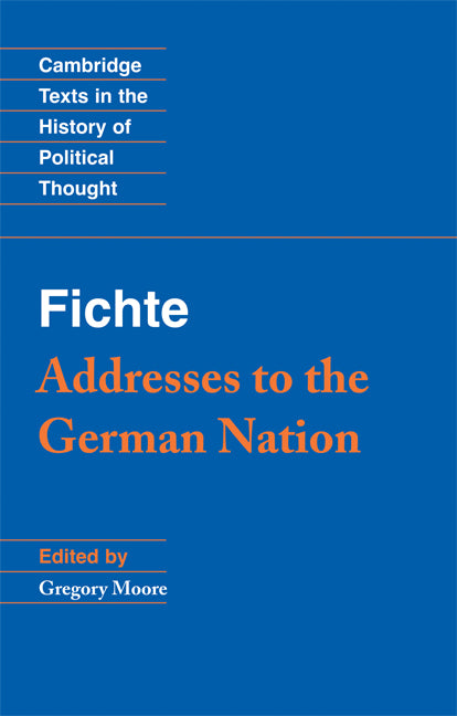 Fichte: Addresses to the German Nation (Paperback) 9780521448734