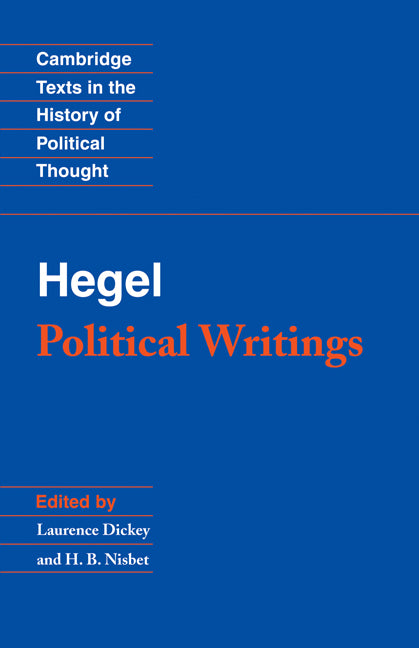 Hegel: Political Writings (Paperback) 9780521459754