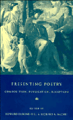 Presenting Poetry; Composition, Publication, Reception (Hardback) 9780521473606