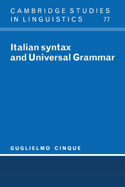 Italian Syntax and Universal Grammar (Hardback) 9780521475136