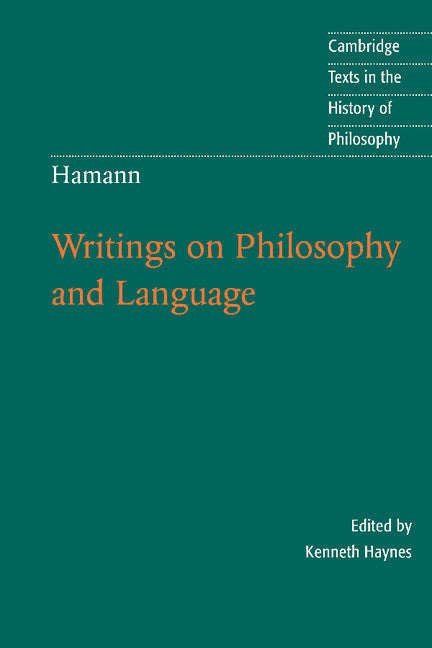 Hamann: Writings on Philosophy and Language (Paperback) 9780521520676