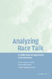 Analyzing Race Talk; Multidisciplinary Perspectives on the Research Interview (Hardback) 9780521821186