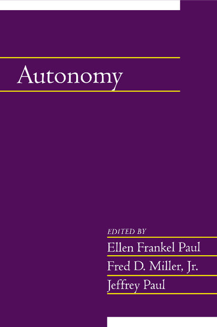 Autonomy: Volume 20, Part 2 (Paperback) 9780521534994