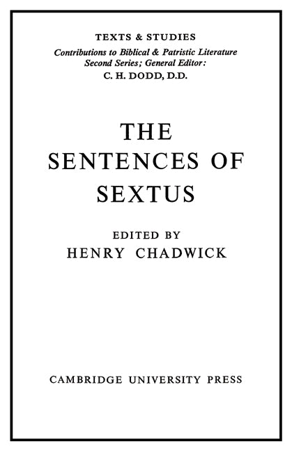 The Sentences of Sextus (Paperback) 9780521541084
