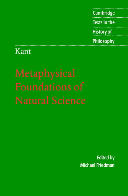 Kant: Metaphysical Foundations of Natural Science (Paperback) 9780521544757