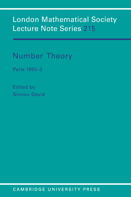 Number Theory; Paris 1992–3 (Paperback) 9780521559119