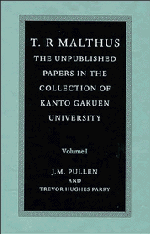 T. R. Malthus: The Unpublished Papers in the Collection of Kanto Gakuen University (Hardback) 9780521581387