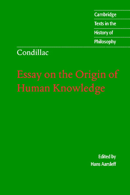Condillac: Essay on the Origin of Human Knowledge (Hardback) 9780521584678