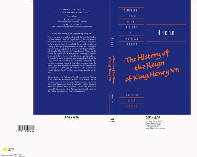 Bacon: The History of the Reign of King Henry VII and Selected Works (Paperback) 9780521586634