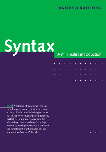 Syntax; A Minimalist Introduction (Paperback) 9780521589147