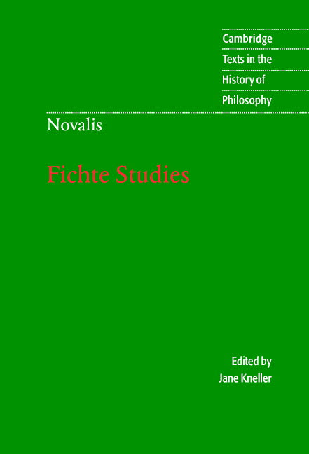 Novalis: Fichte Studies (Hardback) 9780521643535