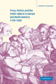 Press, Politics and the Public Sphere in Europe and North America, 1760–1820 (Paperback / softback) 9780521037143