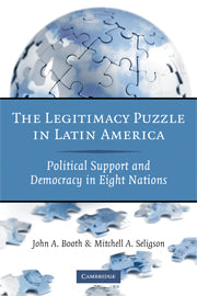 The Legitimacy Puzzle in Latin America; Political Support and Democracy in Eight Nations (Hardback) 9780521515894