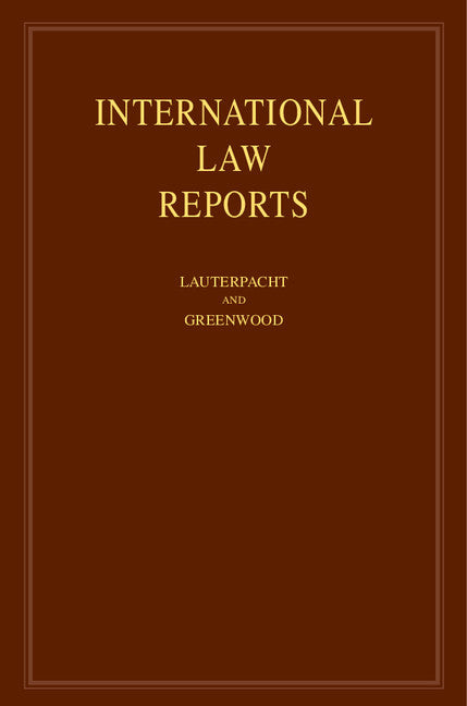 International Law Reports (Hardback) 9780521763158