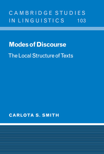 Modes of Discourse; The Local Structure of Texts (Hardback) 9780521781695