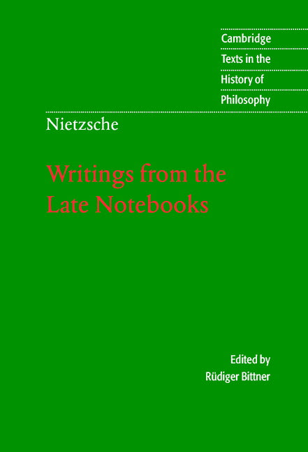 Nietzsche: Writings from the Late Notebooks (Hardback) 9780521804059