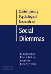 Contemporary Psychological Research on Social Dilemmas (Paperback) 9780521369916