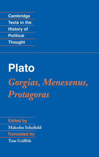 Plato: Gorgias, Menexenus, Protagoras (Hardback) 9780521837293