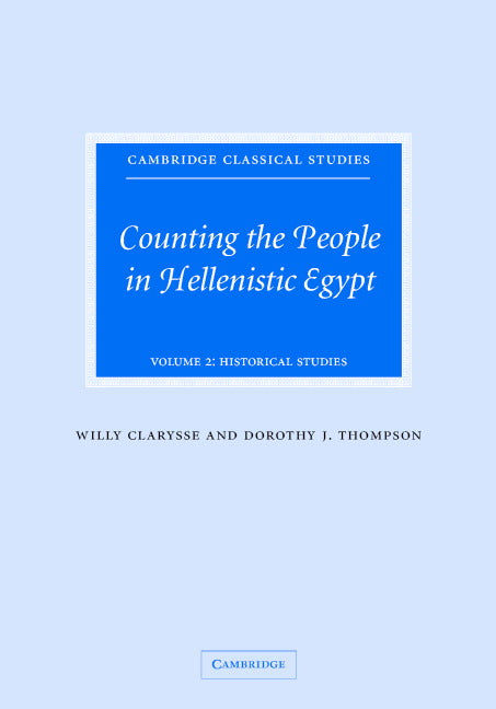Counting the People in Hellenistic Egypt: Volume 2, Historical Studies (Hardback) 9780521838399