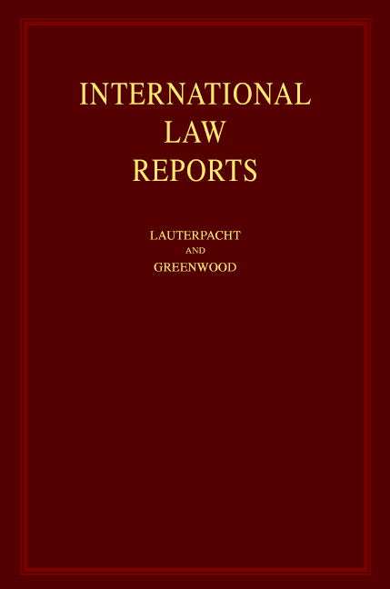 International Law Reports (Hardback) 9780521867696