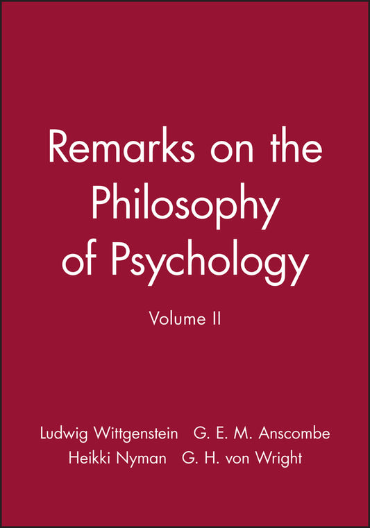 Remarks on the Philosophy of Psychology V2 (Paperback / softback) 9780631130628