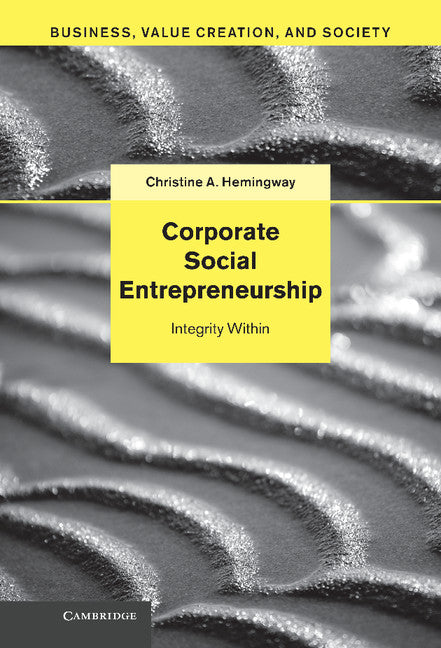 Corporate Social Entrepreneurship; Integrity Within (Hardback) 9781107007208