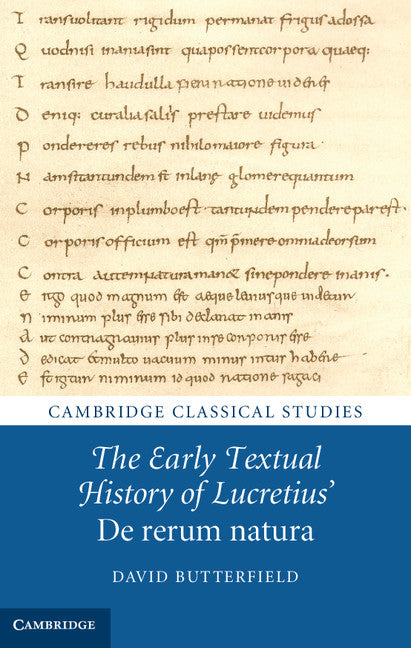 The Early Textual History of Lucretius' De rerum natura (Hardback) 9781107037458