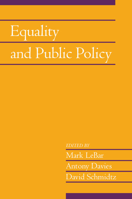 Equality and Public Policy: Volume 31, Part 2 (Paperback / softback) 9781107581739