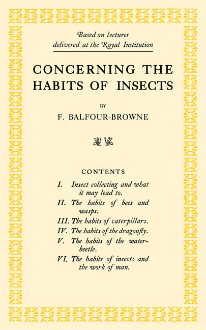 Concerning the Habits of Insects (Paperback / softback) 9781107600232