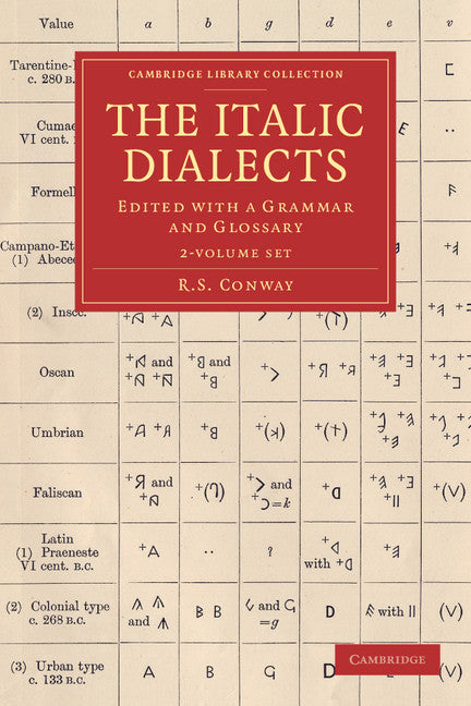 The Italic Dialects 2 Volume Set; Edited with a Grammar and Glossary (Multiple-component retail product) 9781108061179