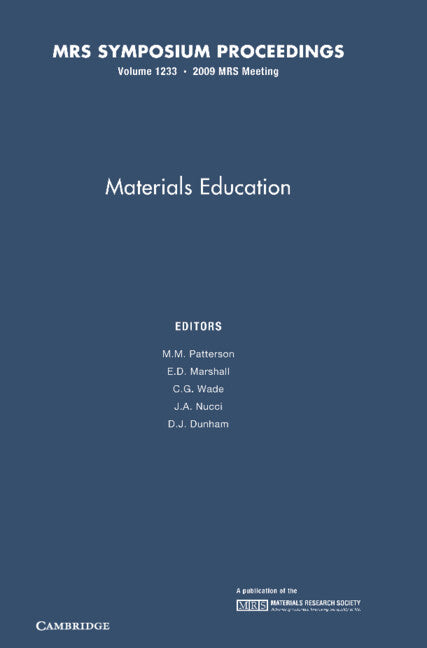 Materials Education: Volume 1233 (Hardback) 9781605112060